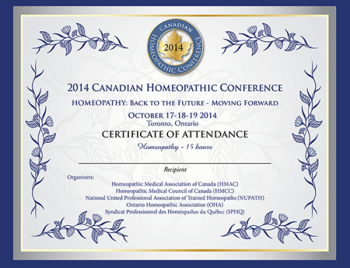 Certificate – Canadian Homeopathic Conference